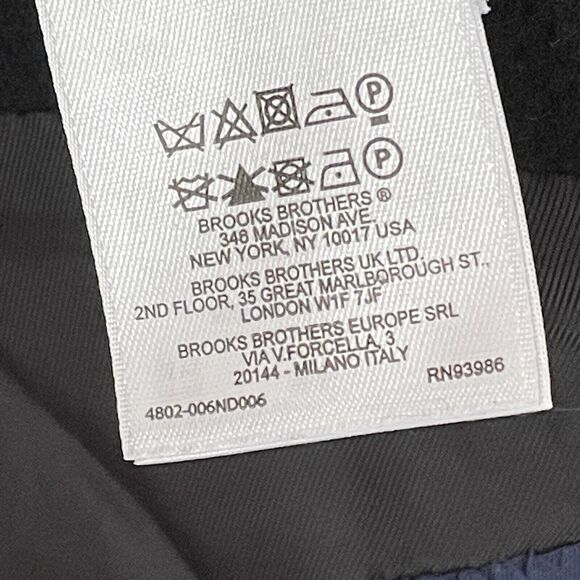 Brooks Brothers Men's Black BrooksStorm 40R Regent Coat 100% Wool Overcoat - Picture 14 of 14